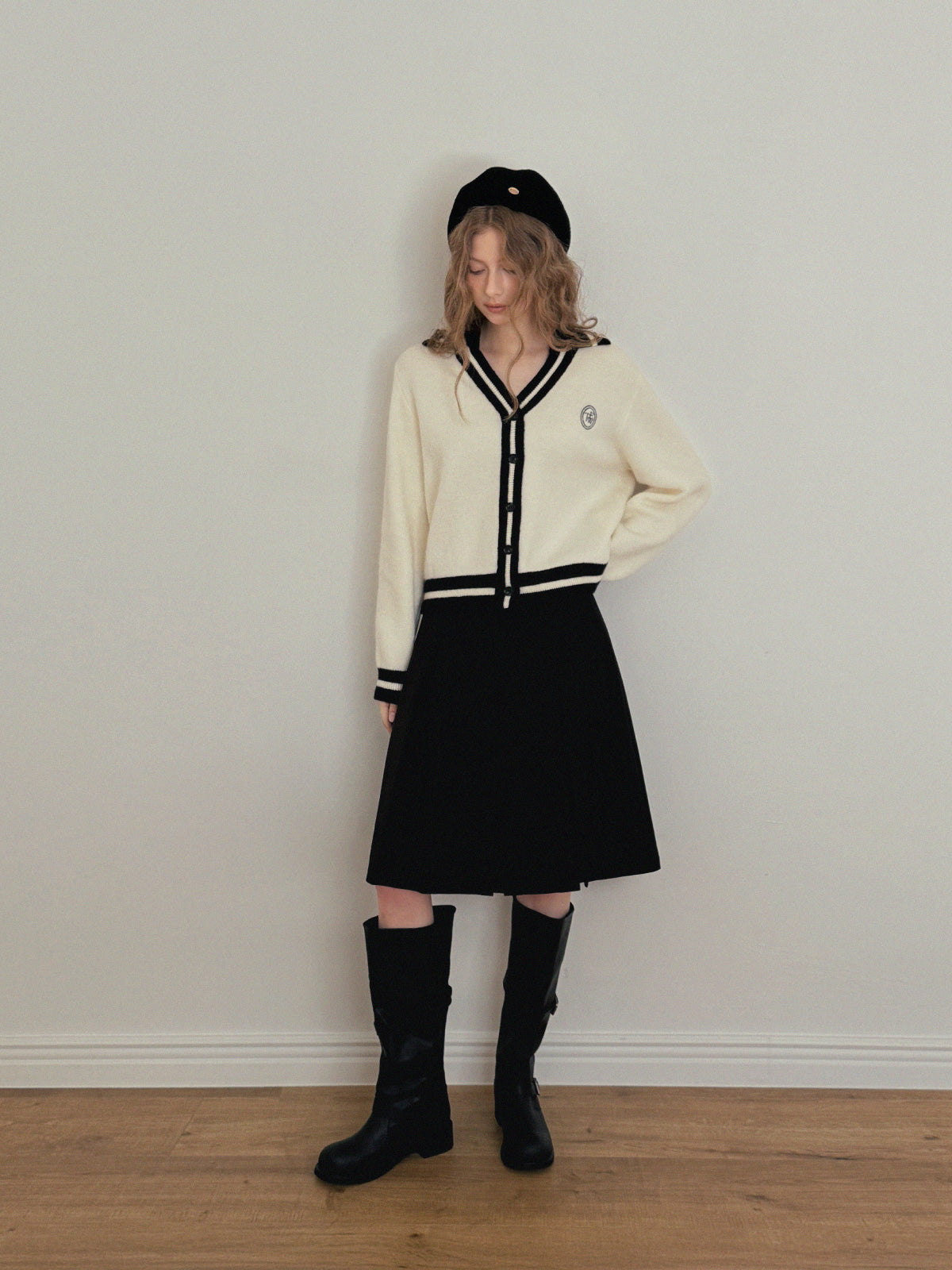 【TWEE】Cardigan à manches longues avec col contrastant Yurel