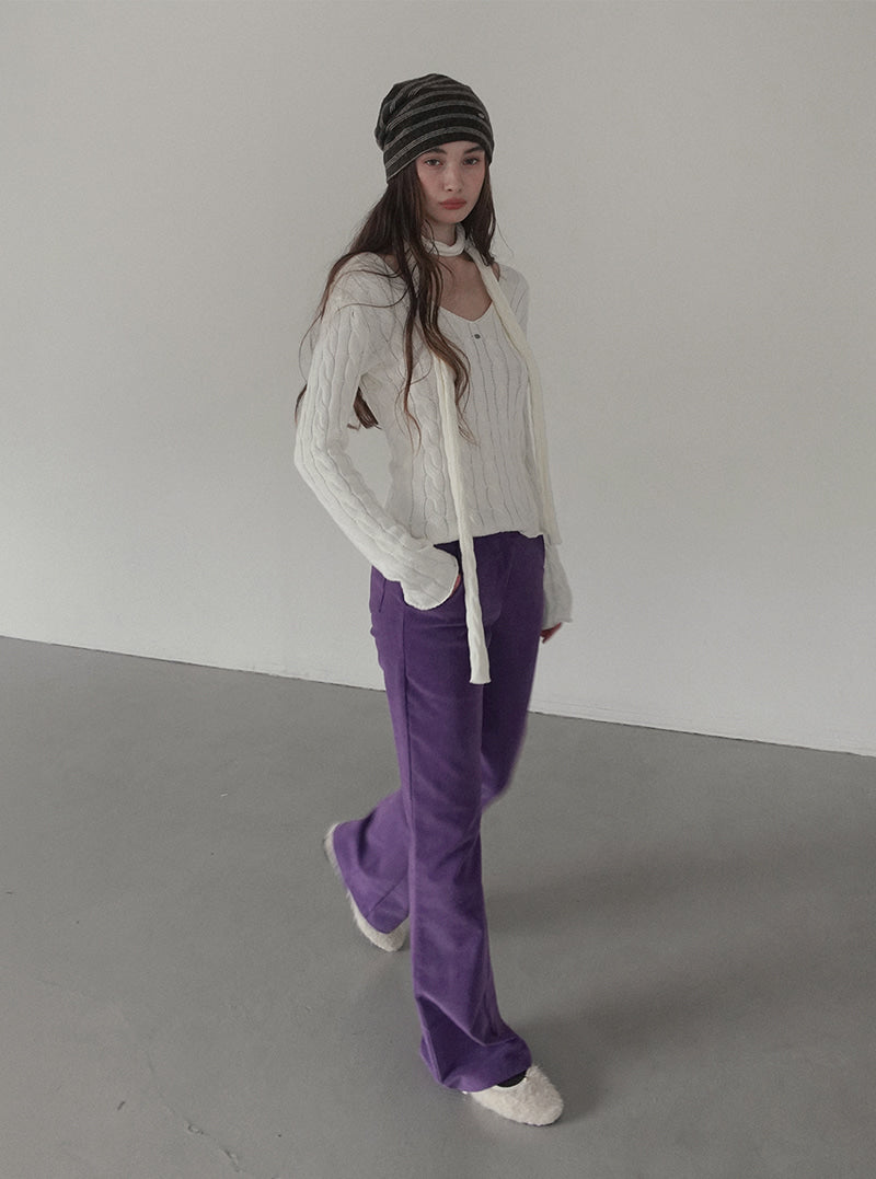 Denve corduroy semi bootscut long pants | View 3