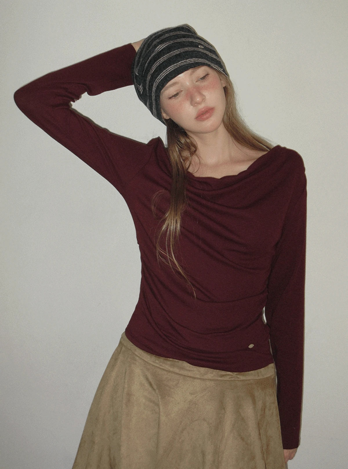 TWEE Bollin drape back slit long sleeve T-shirt | Main product image
