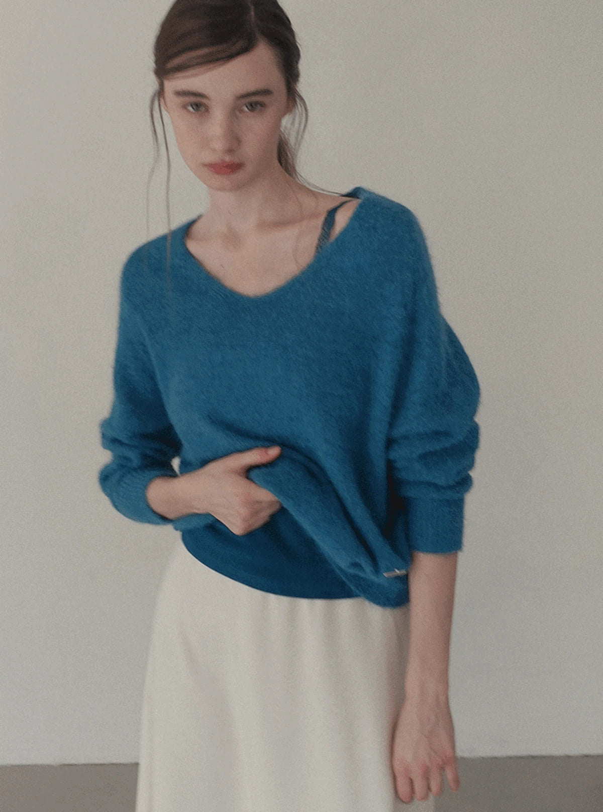 Kiyu brushed V-neck long sleeve knit | Main