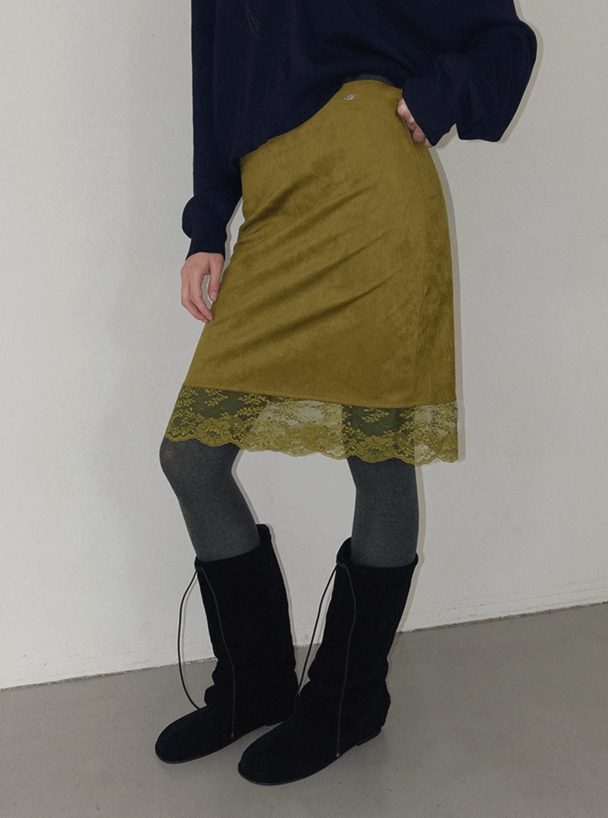 Pia suede lace midi skirt | Main
