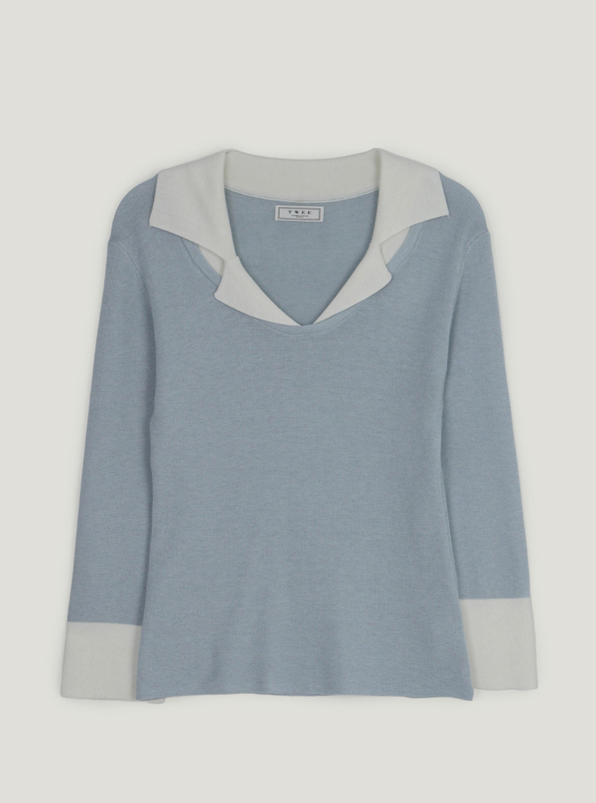 Bellon Contrast Collar Three-Quarter Sleeve Knit