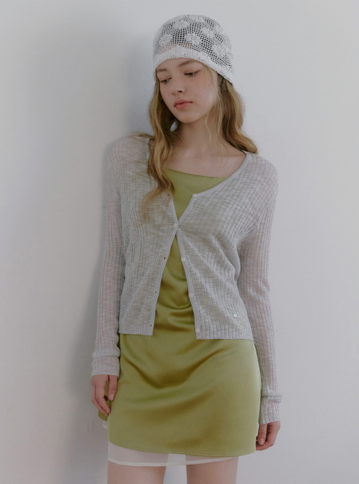 Poltin see-through long sleeve cardigan