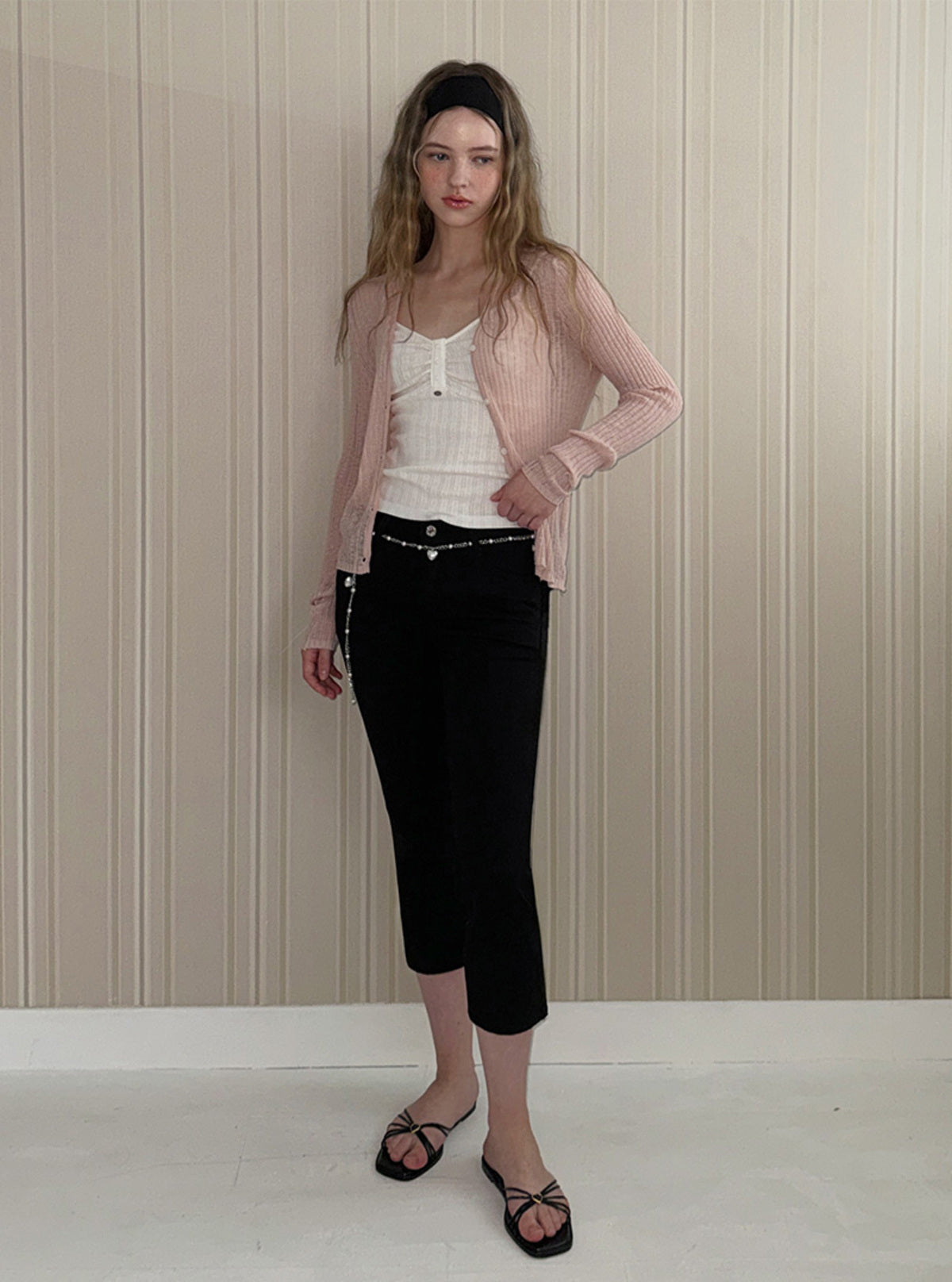 Poltin see-through long sleeve cardigan