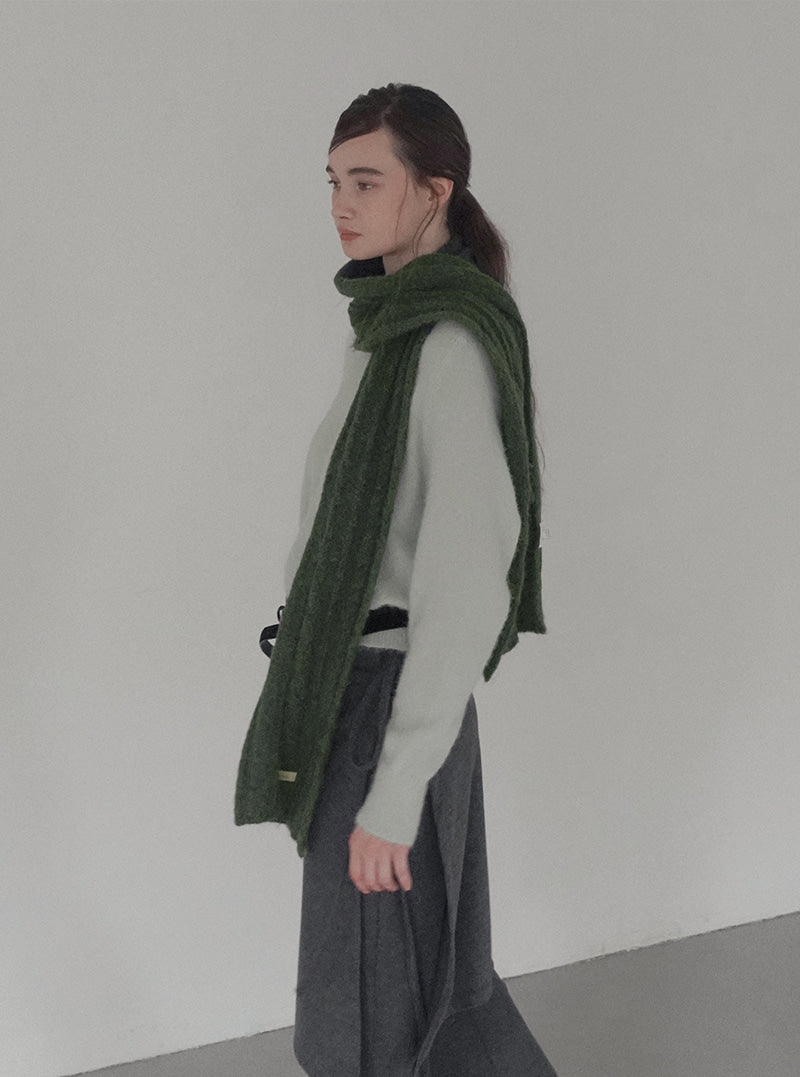 Dehen basic color ribbed knit muffler | View 10