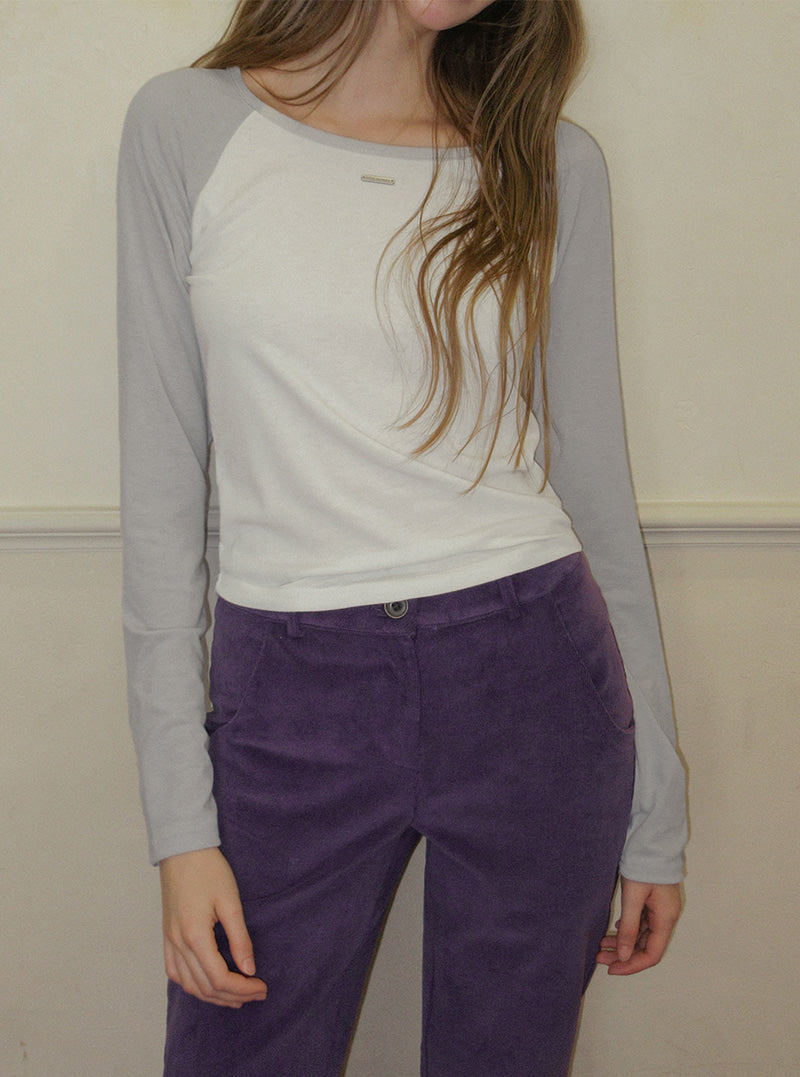 TWEE Rushi contrast raglan long sleeve T-shirt | Product styling view 6