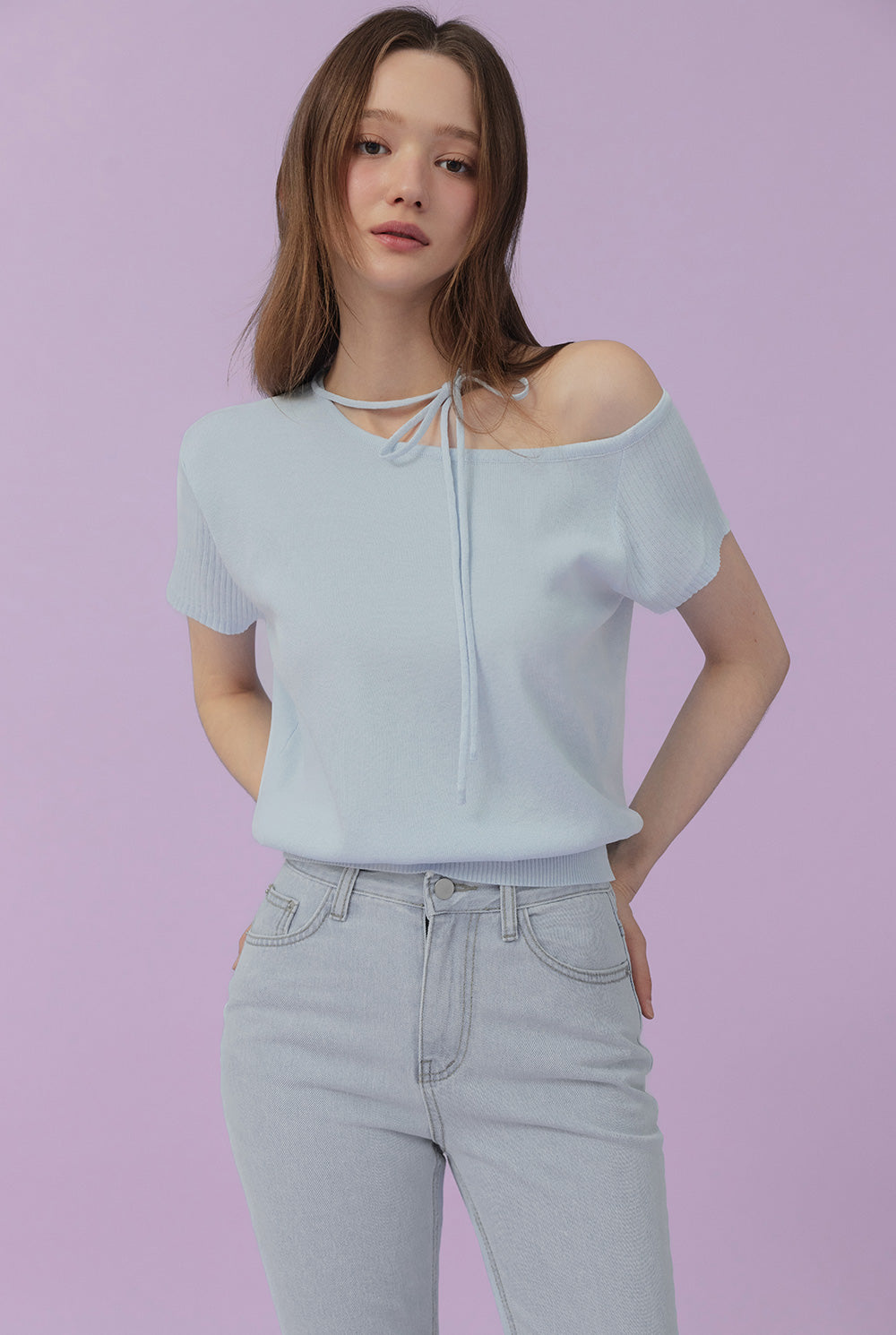 Waven Strap Half-Off Knit