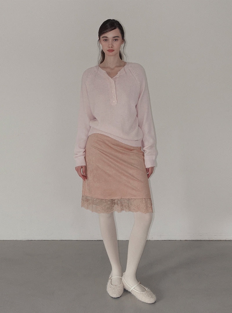 TWEE Pomki button brushed long sleeve knit | Product styling view 5