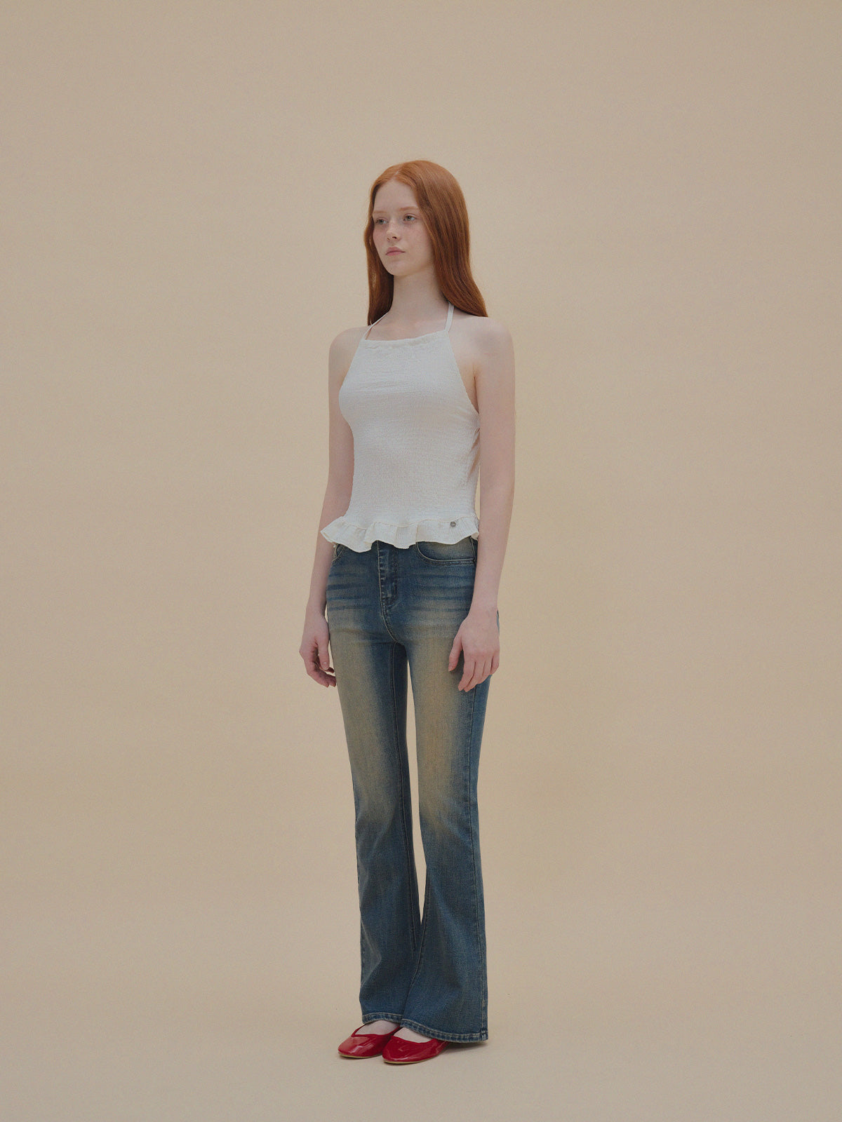 【TWEE】Neun Falten Neckholder-Bustier