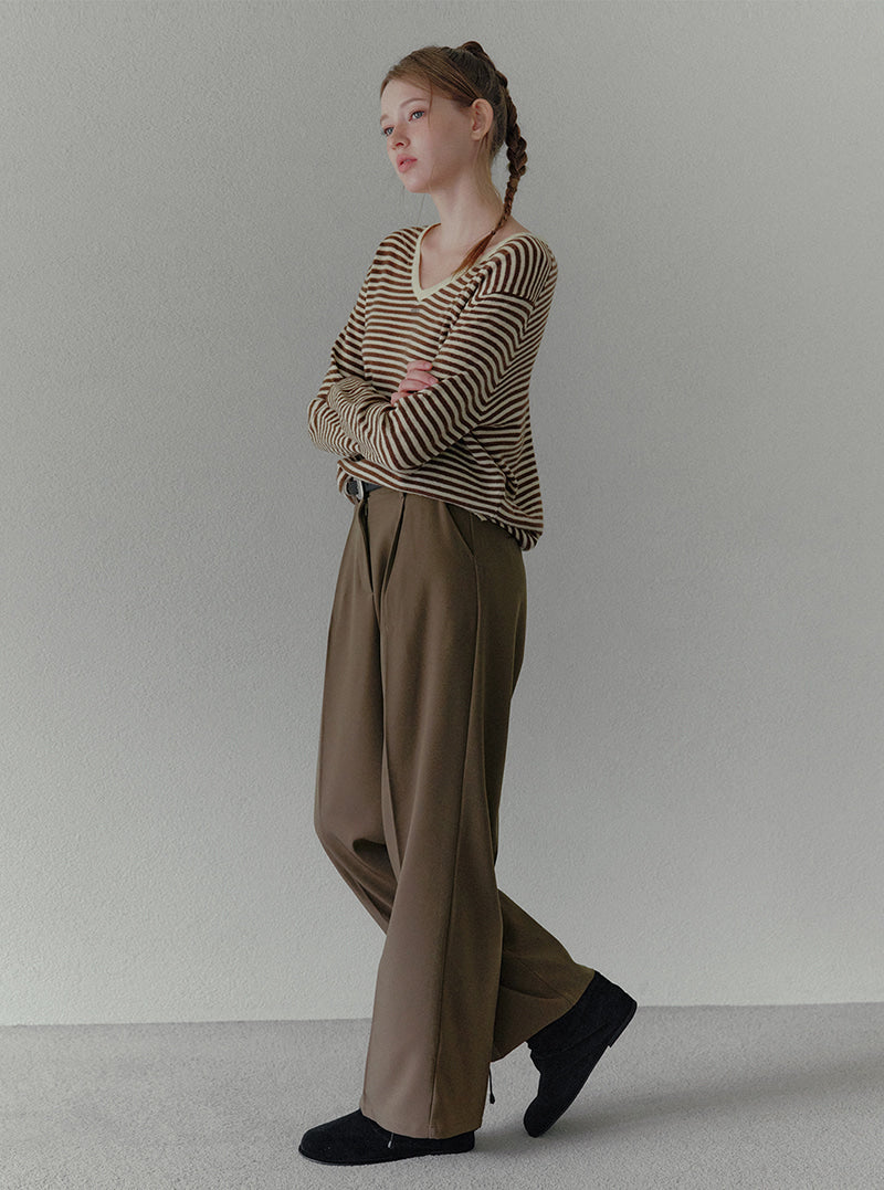 Letter V-neck stripe long sleeve knit | View 8