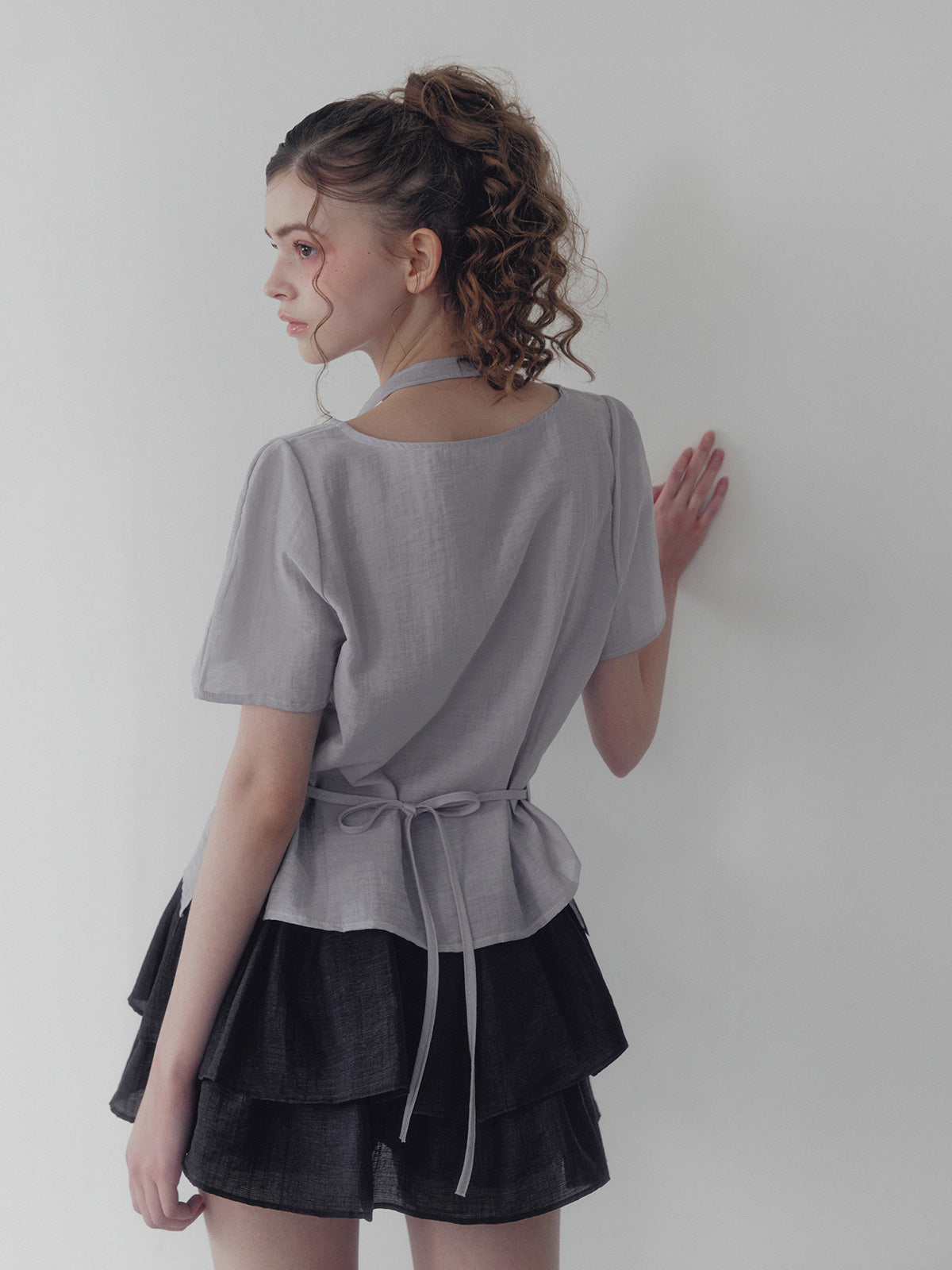 Blit tiered back banding mini skirt