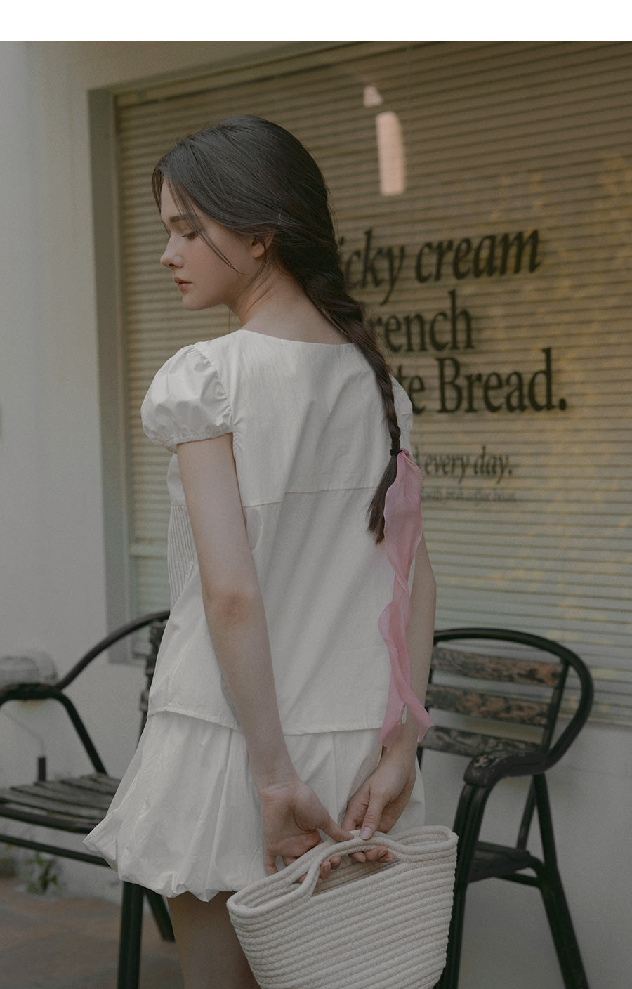 Euphoria puff short sleeve blouse