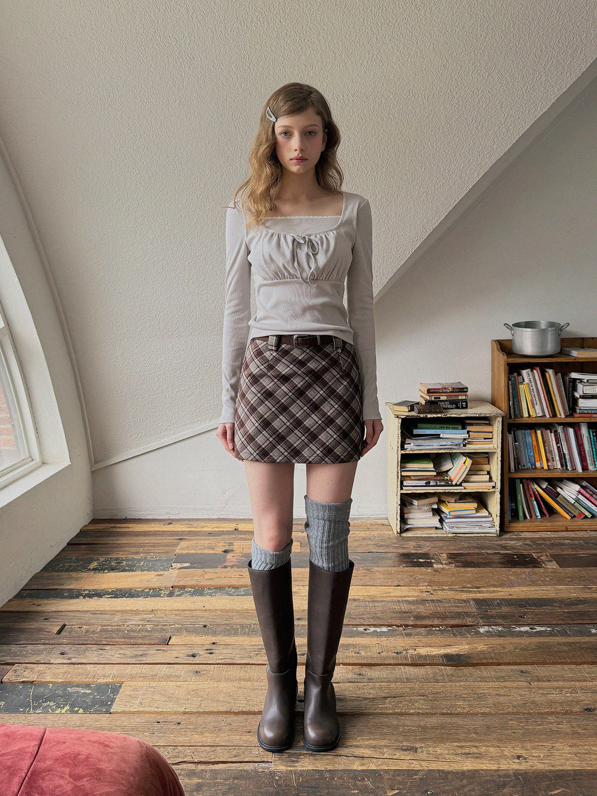 Deven Layered Shirring Long-Sleeve T-Shirt