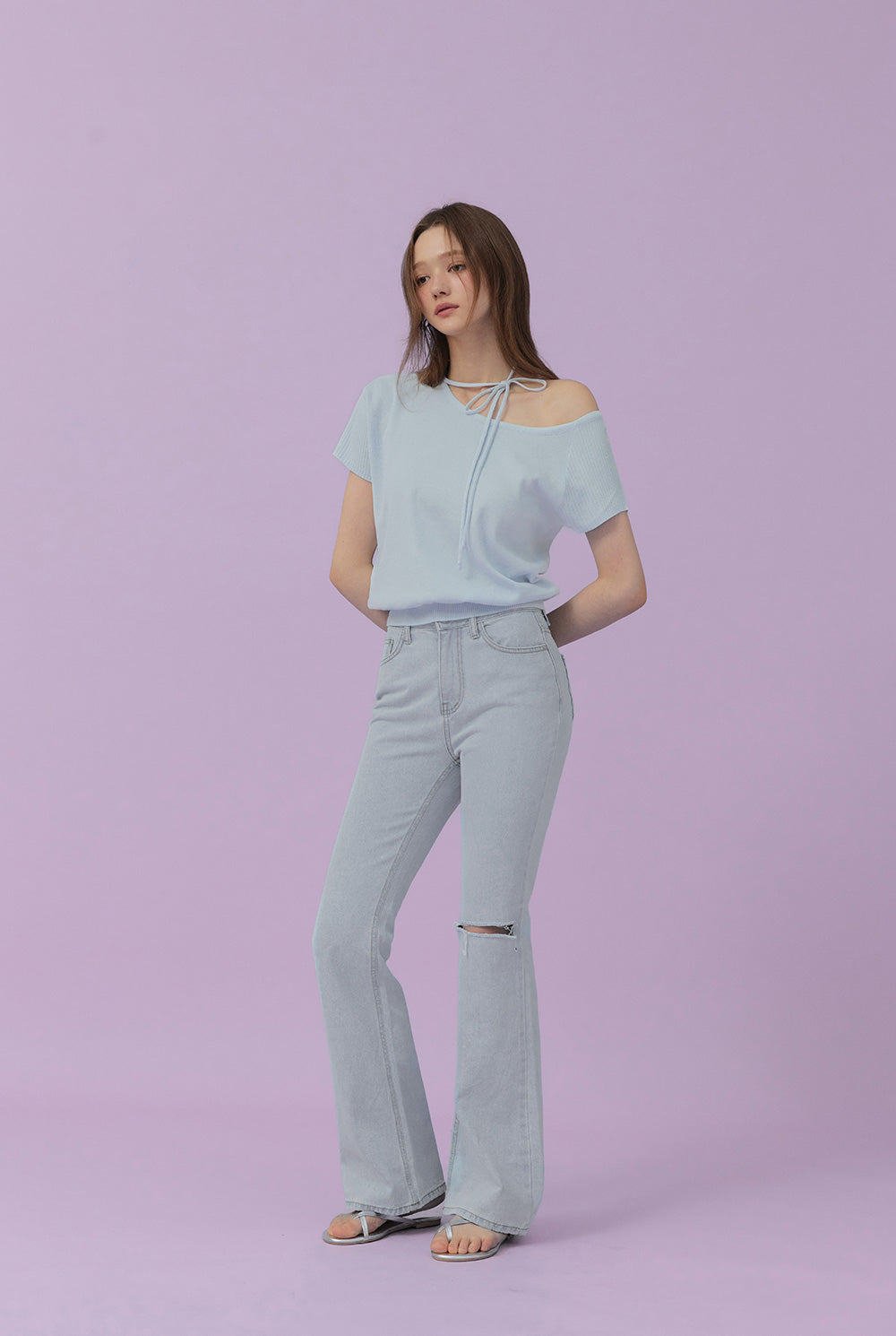 Waven Strap Half-Off Knit