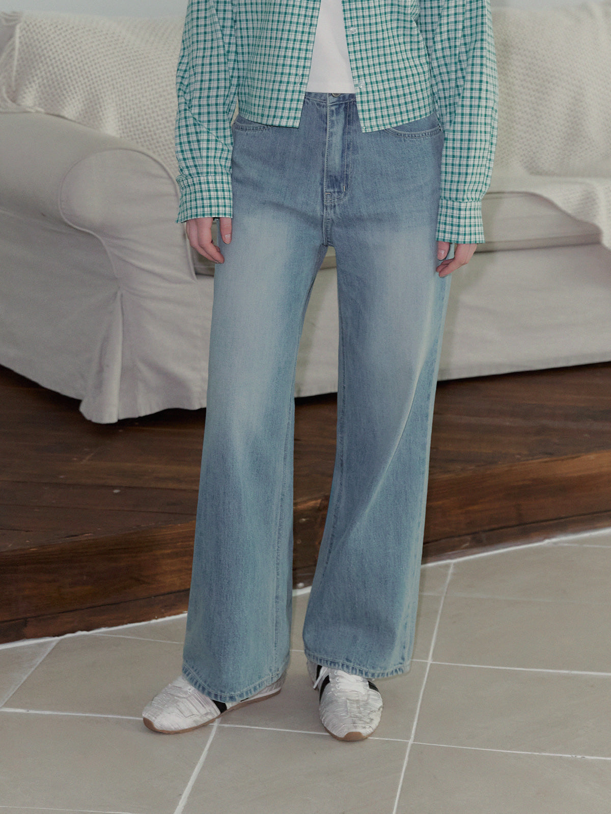 Neon Light Wide Denim Pants