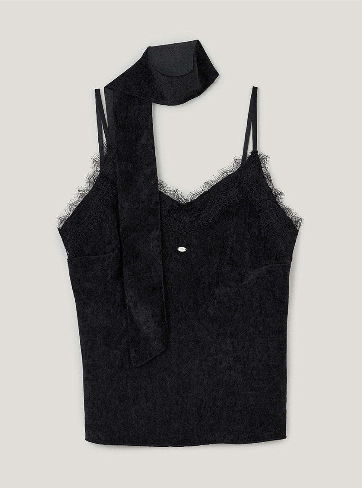 TWEE Pevol lace suede sleeveless blouse | Black product-only view