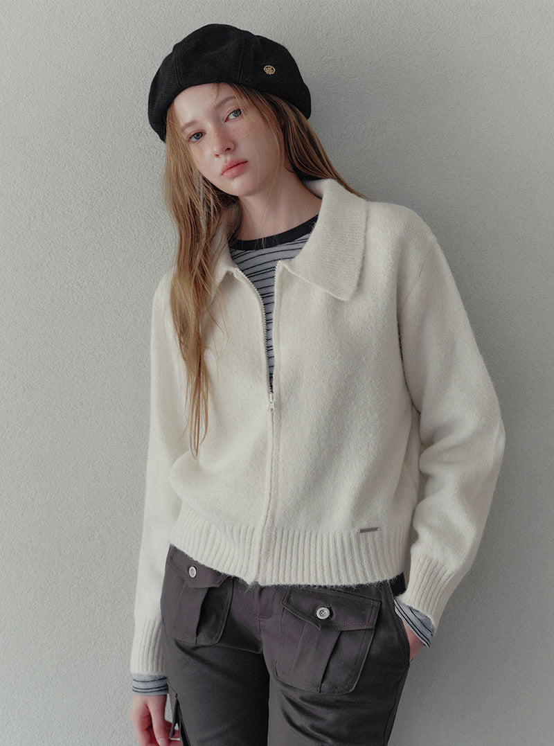 Itel basic collar knit zip-up | View 8