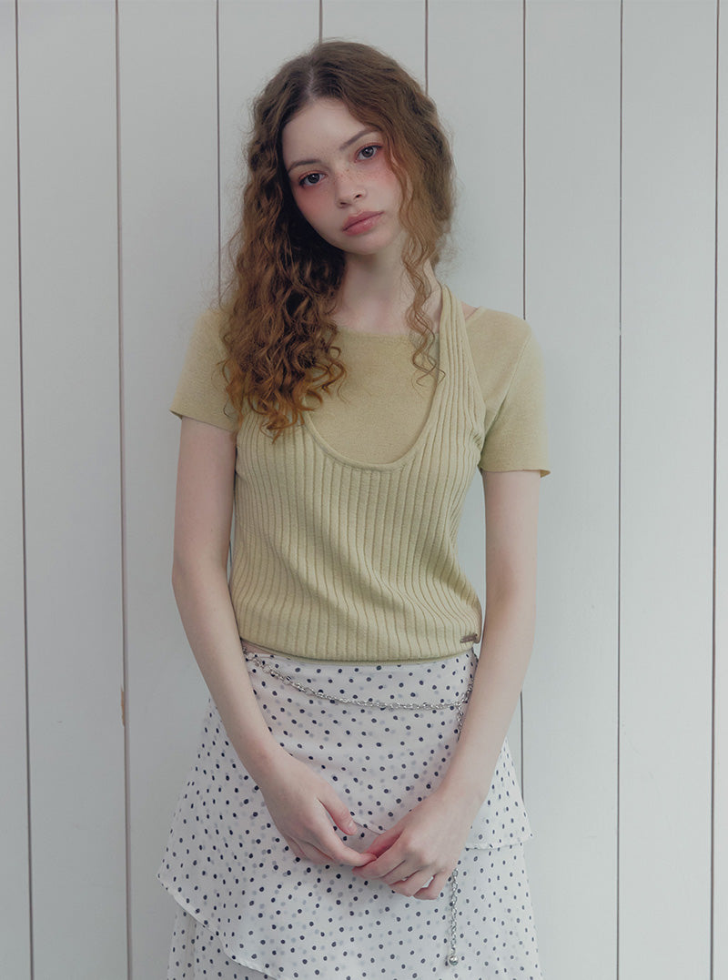 TWEE Neckholder mit Lagen, Kurzarm-Strick