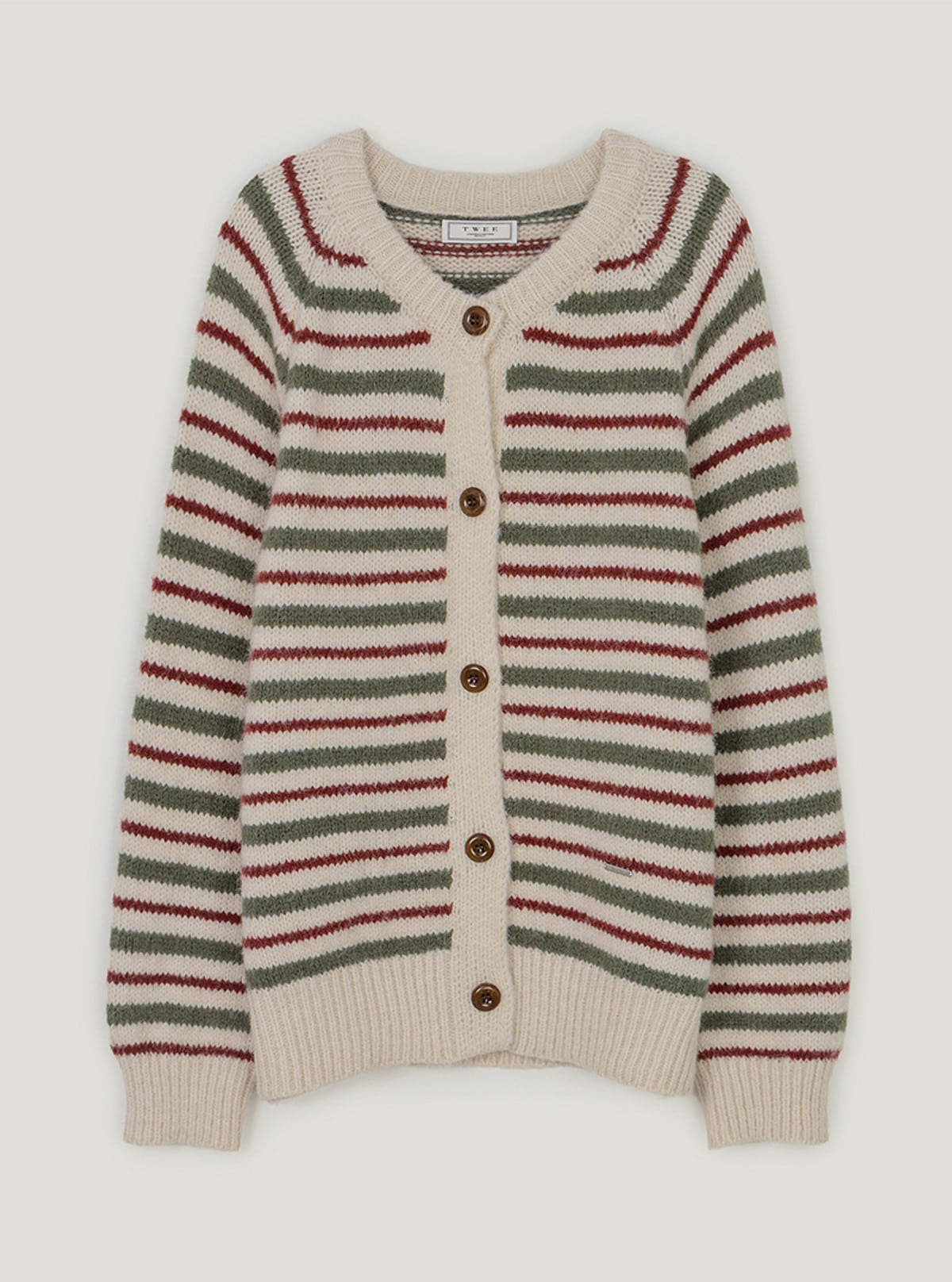 Lego multi-stripe knit long sleeve cardigan | Ivory cutout