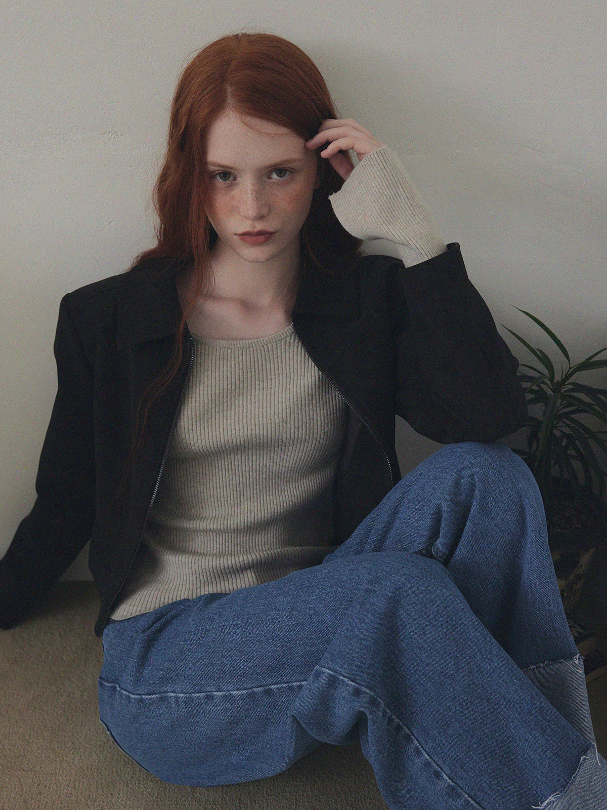 Puo Rolled-Up Wide Leg Denim Pants Jean