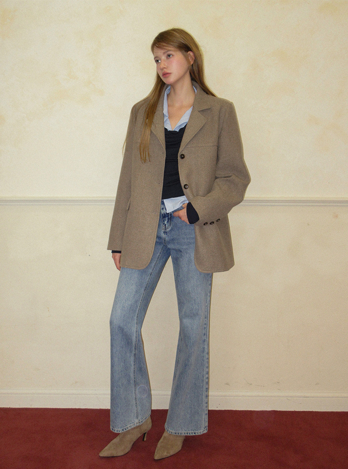 TWEE Denz classic oversized long sleeve jacket | Product styling view 7