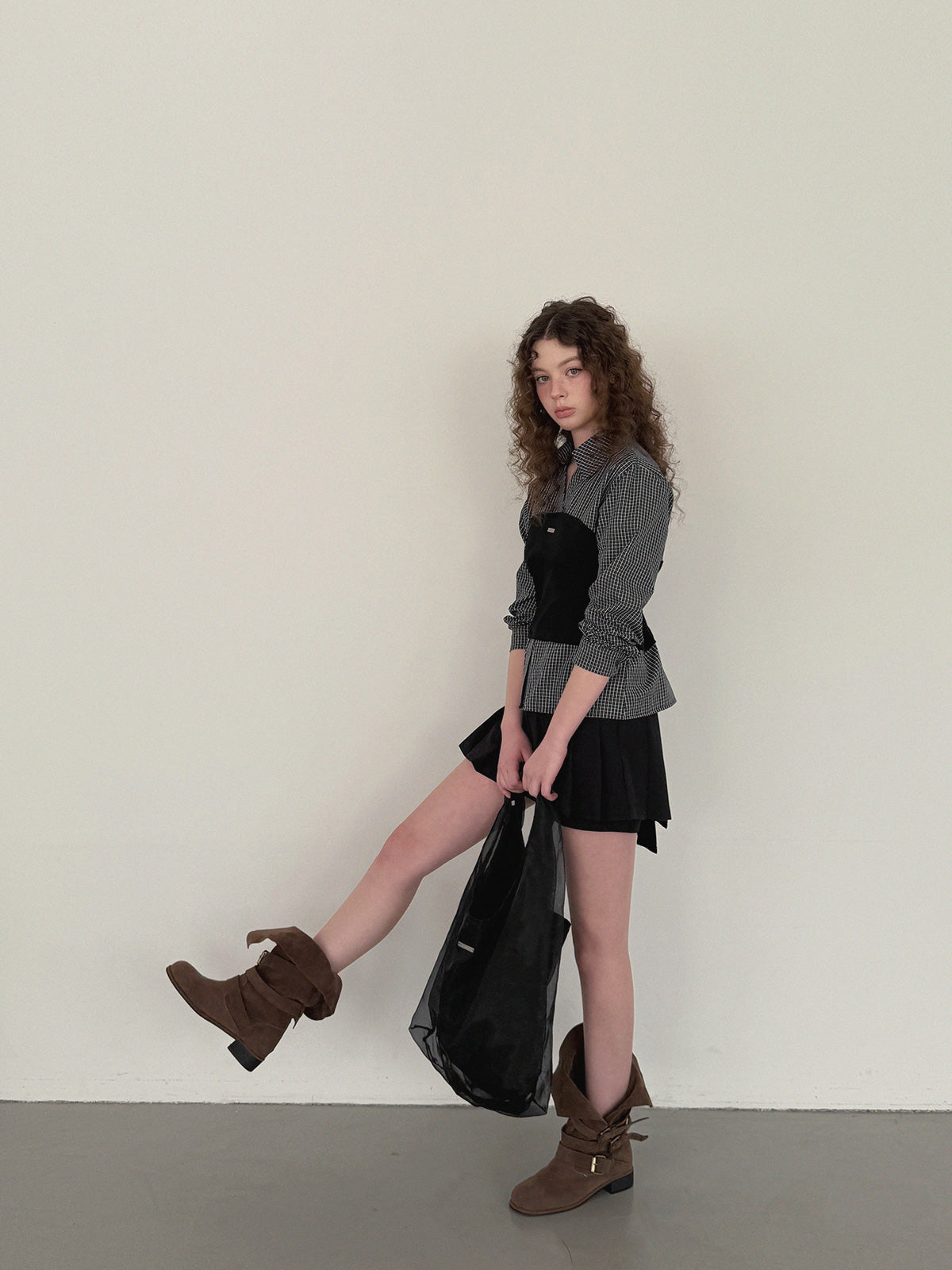 Noen Layered Top Bustier Shirt Blouse