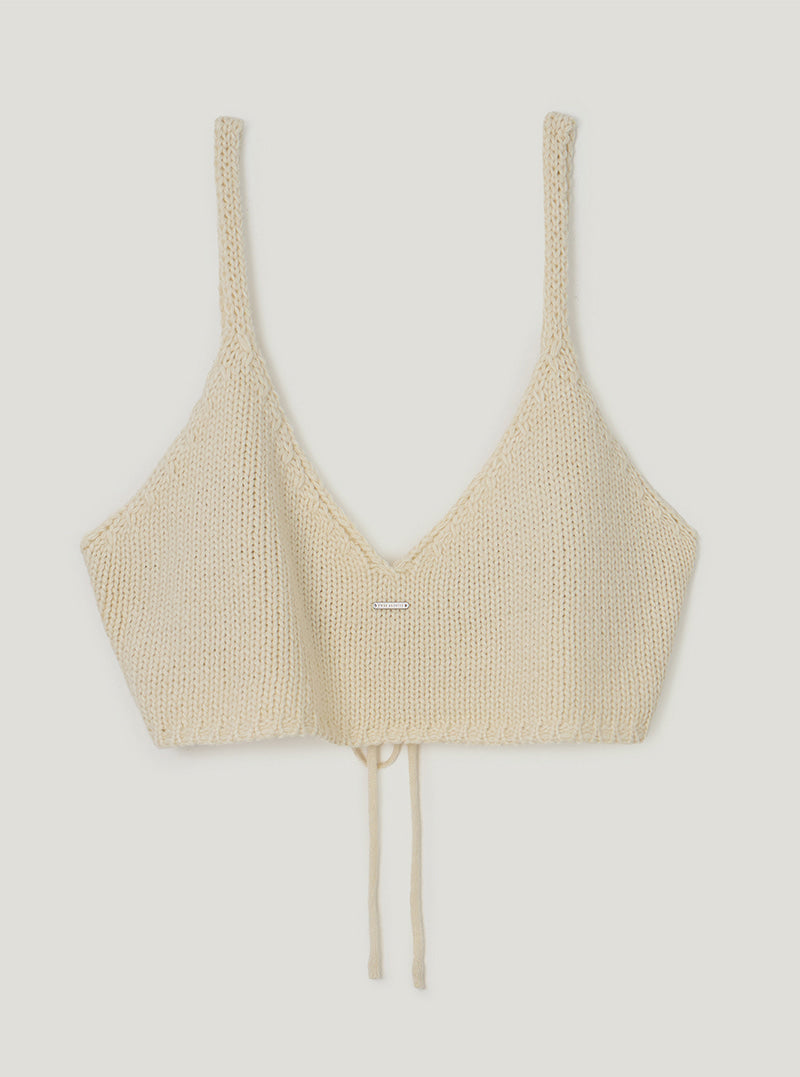 TWEE Denil loose-fit V-neck knit bustier | Ivory product-only view