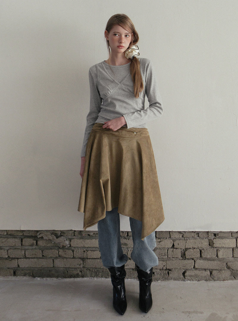 TWEE Bokle lace sleeveless long sleeve T-shirt set | Product styling view 4