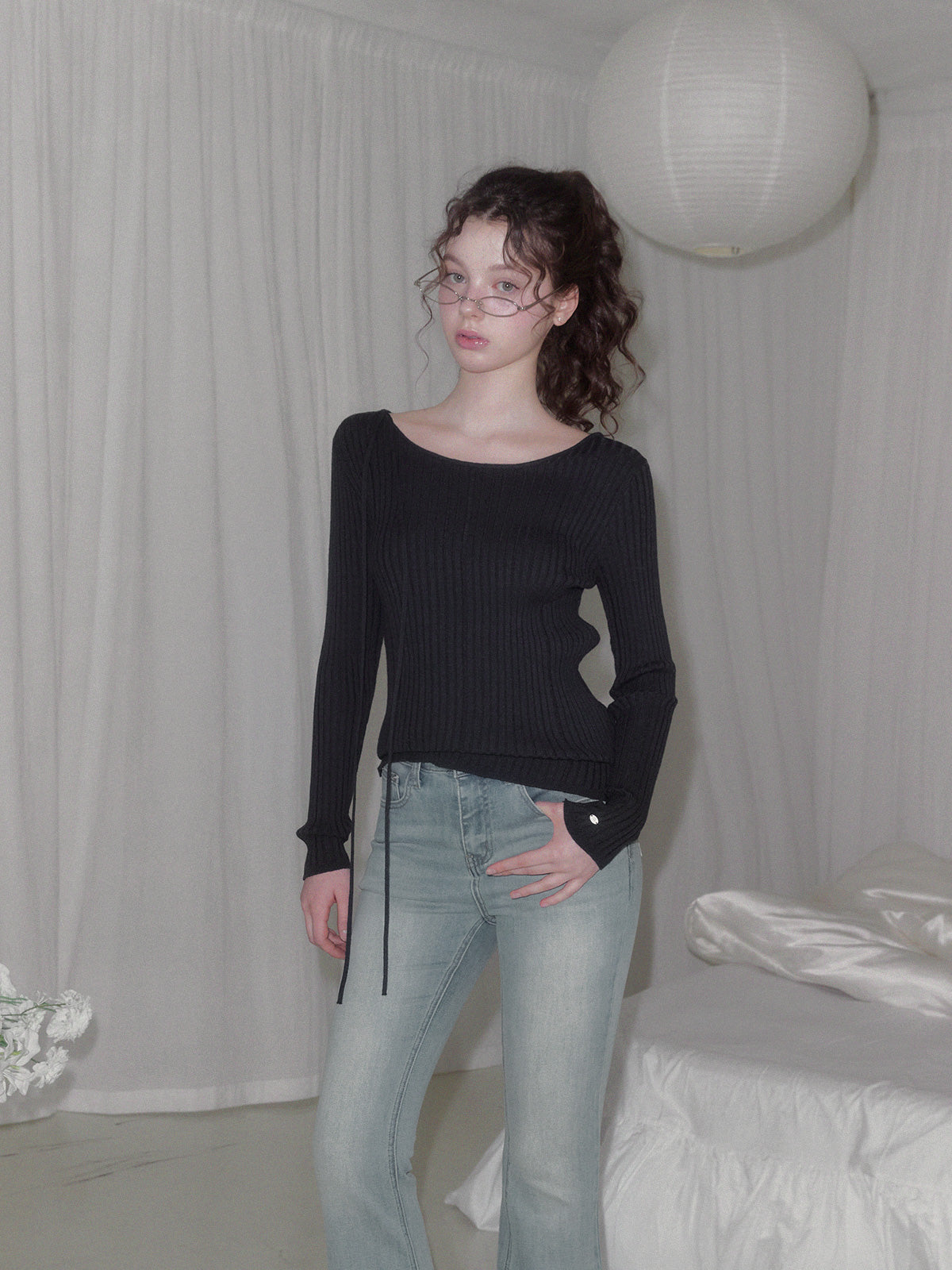 Lumen Strap Ribbed Long Sleeve Knit