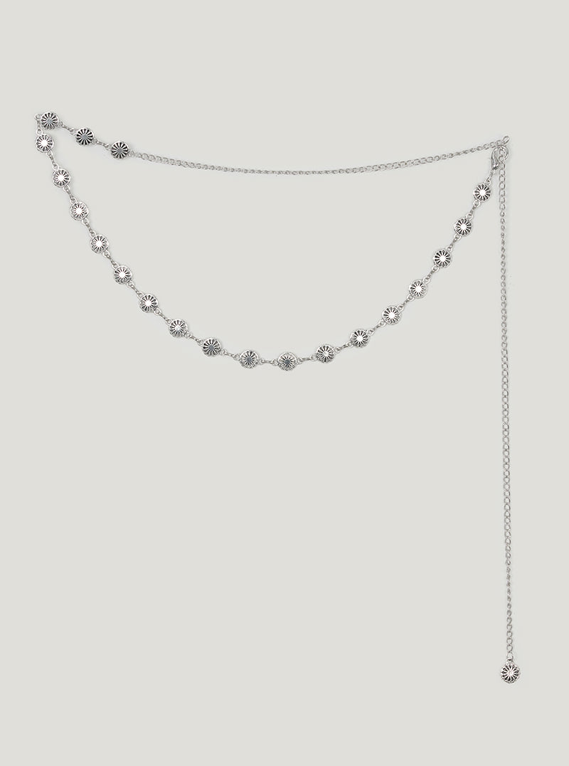 TWEE Shasta daisy pendant chain belt | Silver product-only view