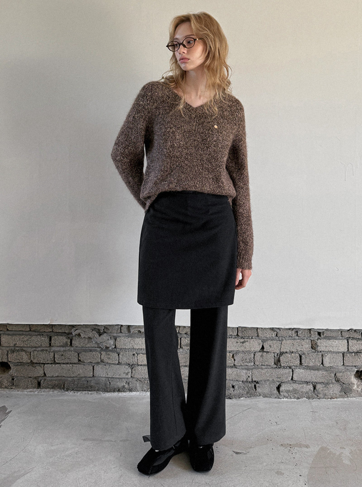 Deril Layered Skirt Wide Long Pants