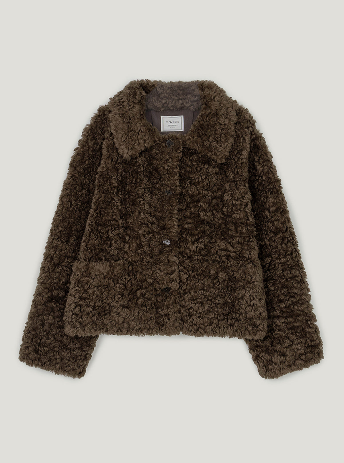 Boel shearling collar fur jacket | Chocolate brown cutout