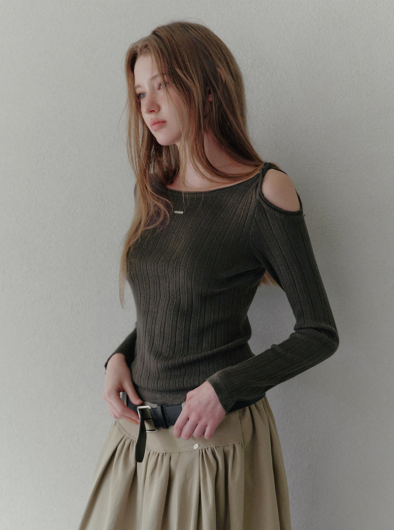 Roman asymmetric shoulder twist long sleeve knit | View 6