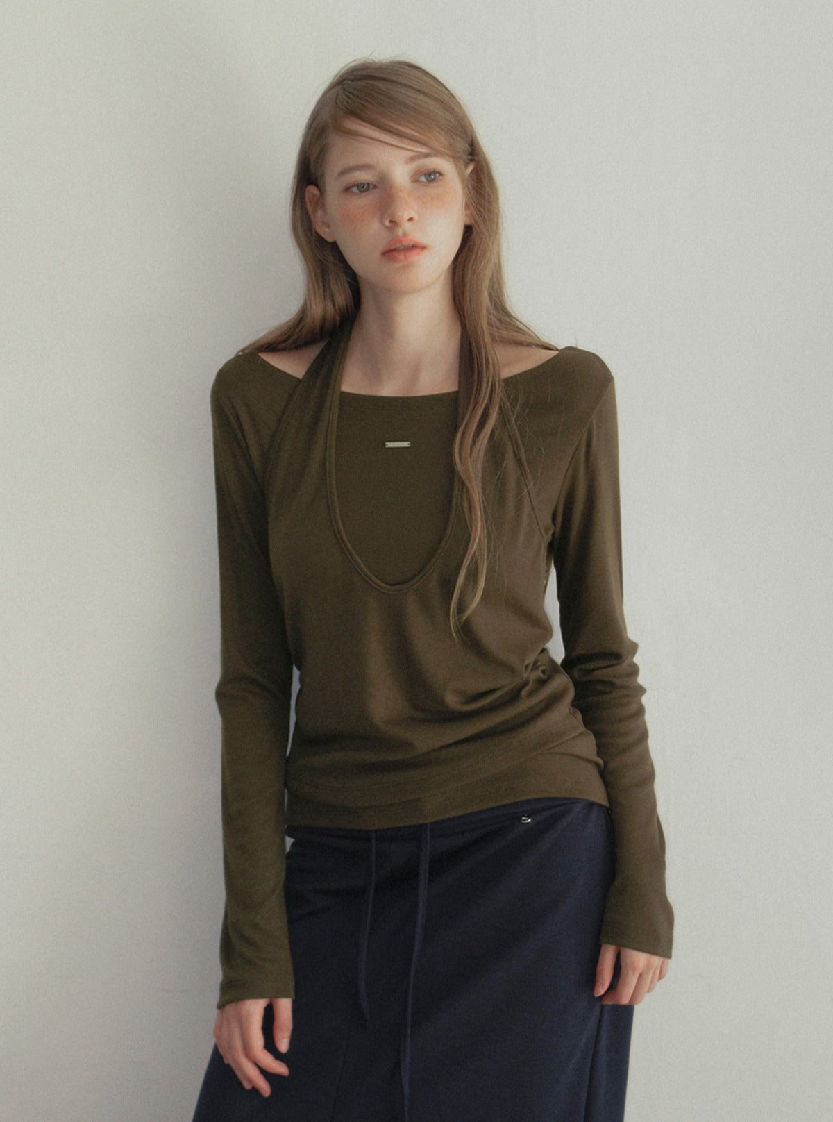 TWEE Pontis halter layered long sleeve T-shirt | Main product image
