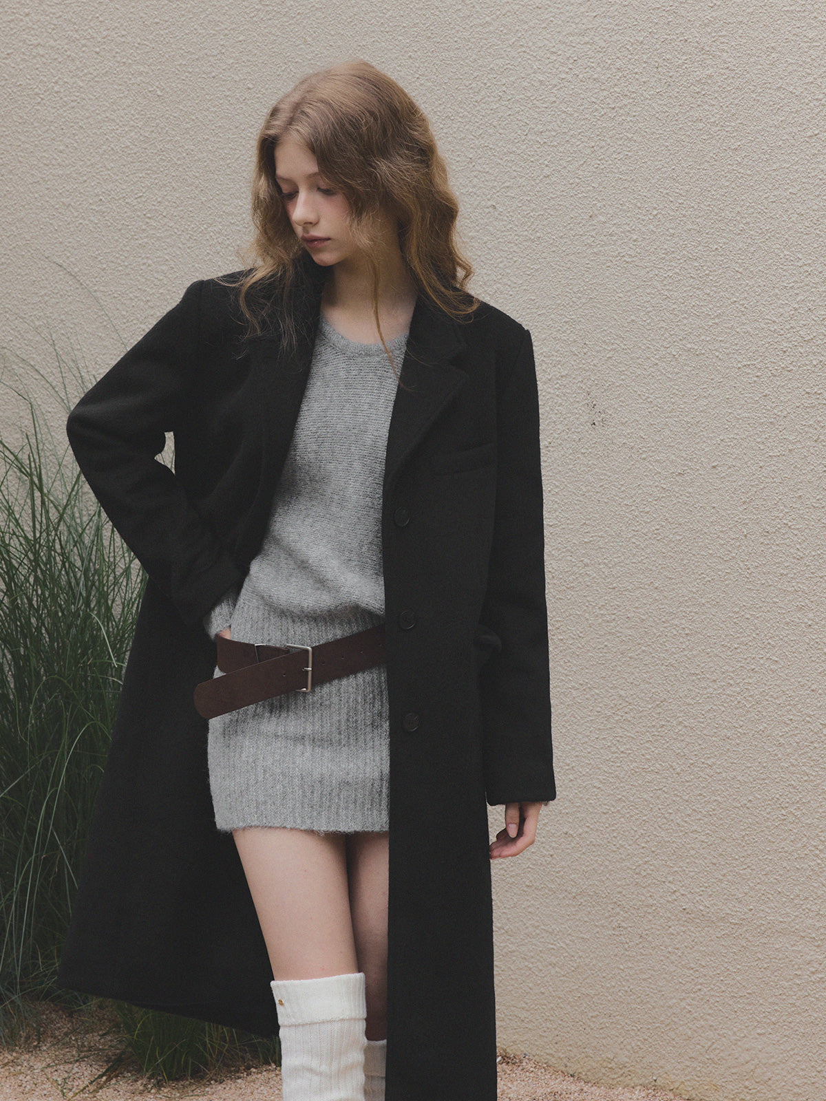 Rein Loose-Fit Knit Dress (Belt Set)