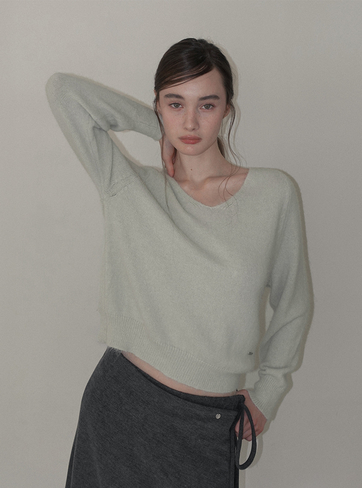 Kiyu brushed V-neck long sleeve knit | View 11