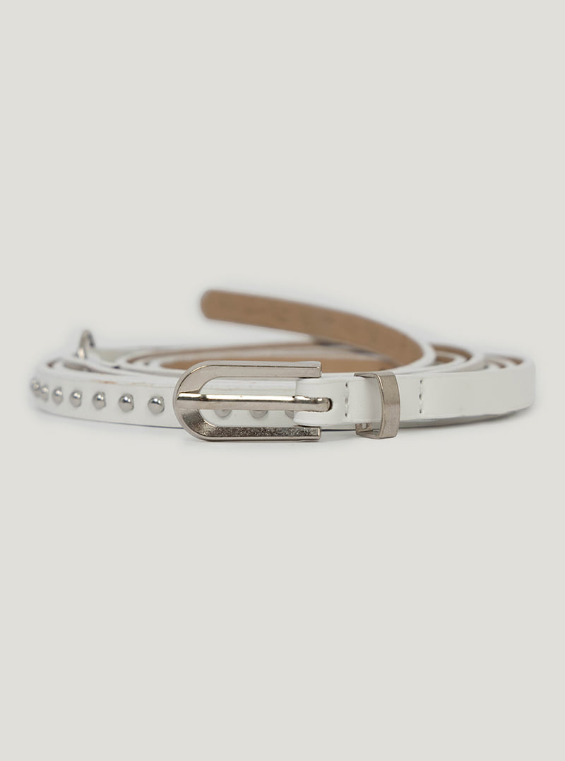 TWEE Polki stud thin double long belt | White product-only view