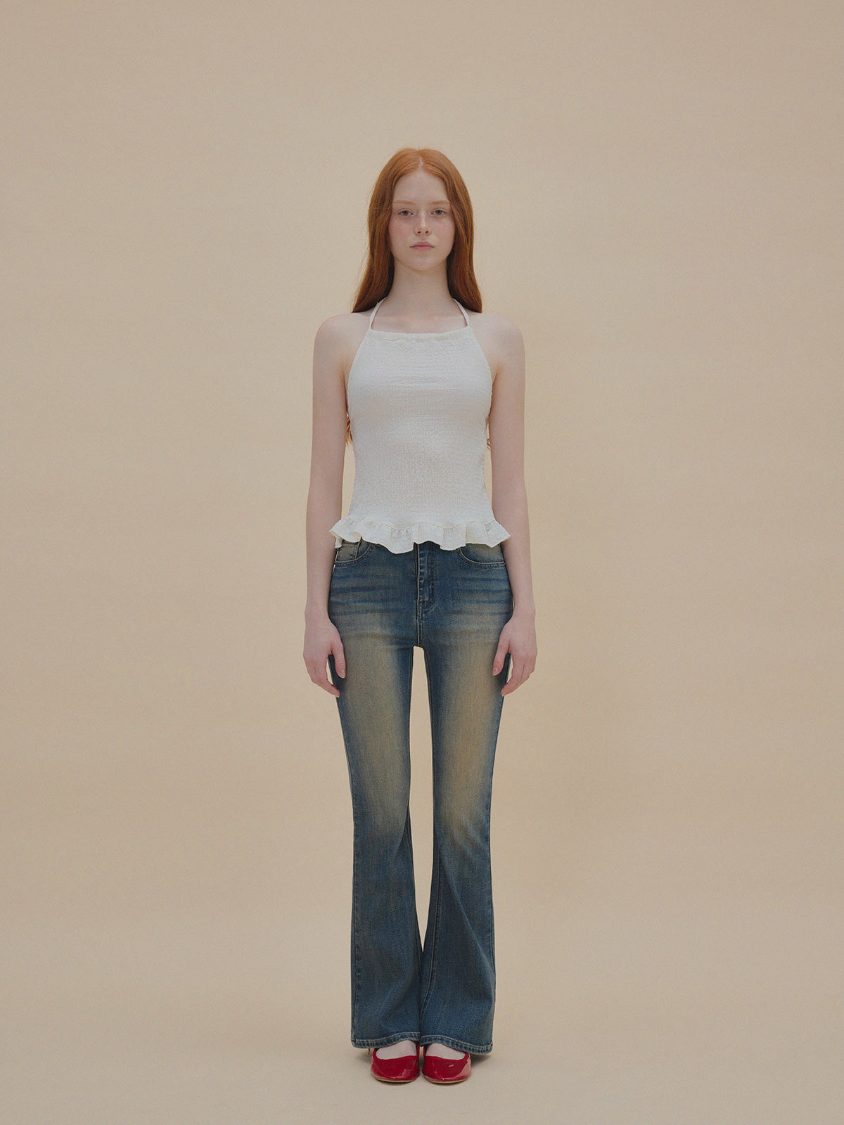 【TWEE】Neun Falten Neckholder-Bustier