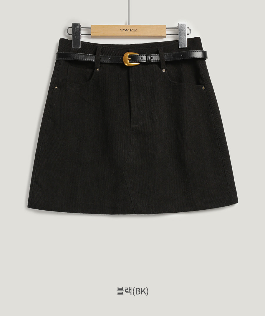 Freda Corduroy Mini Skirt (belt set)