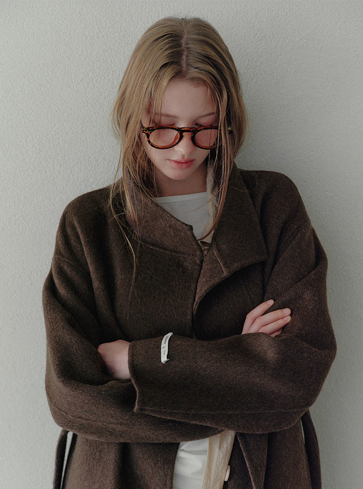 Obez asymmetric button handmade long coat (strap set) | View 4