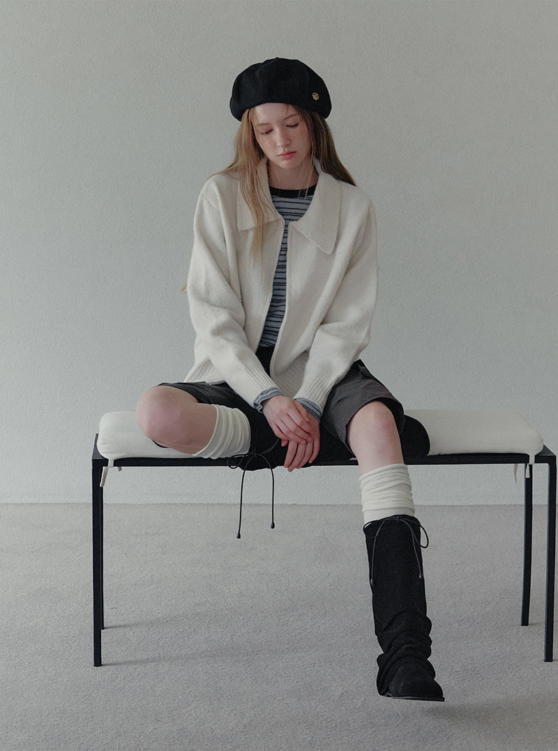 Itel basic collar knit zip-up | View 9