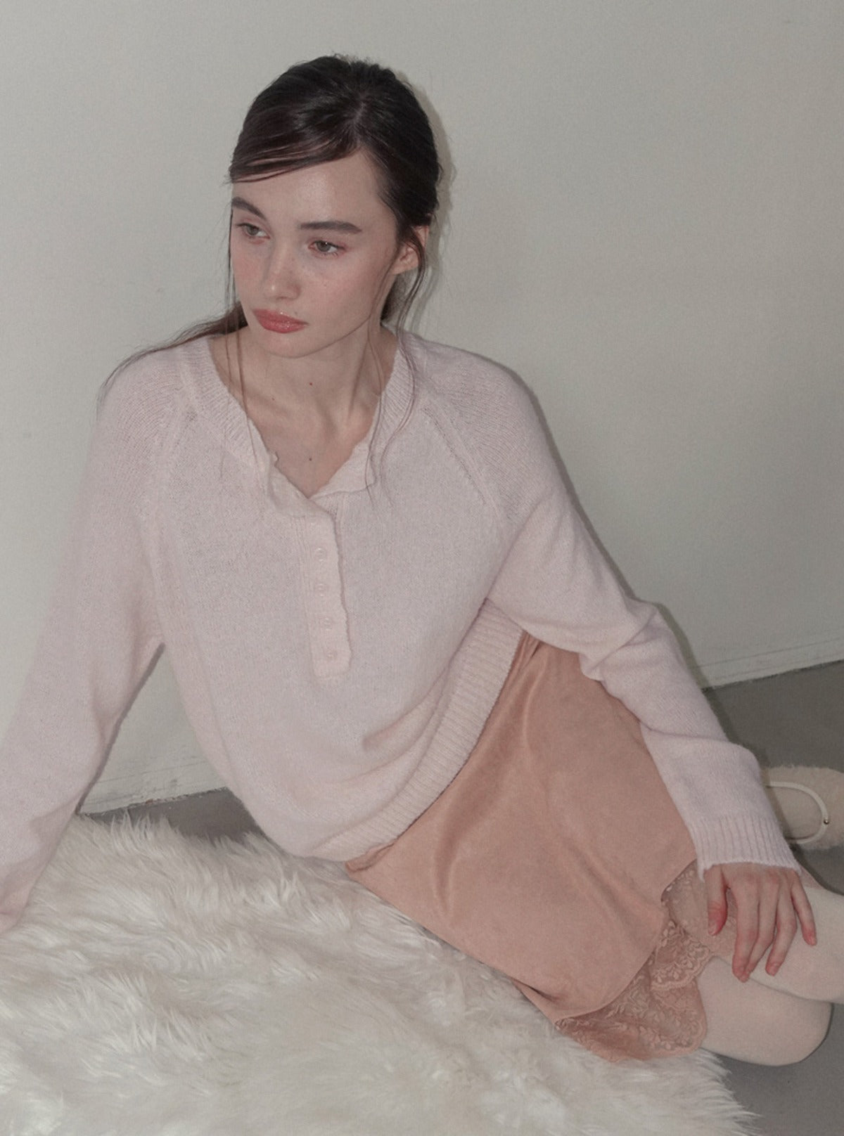 TWEE Pomki button brushed long sleeve knit | Main product image