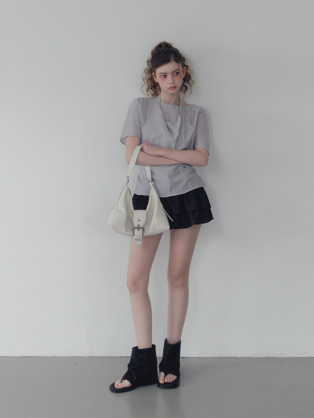 Blit tiered back banding mini skirt