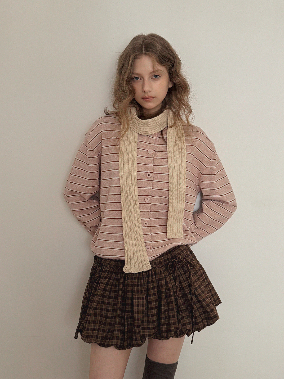 【TWEE】Eton Streifen Rundhals Langarm-Cardigan