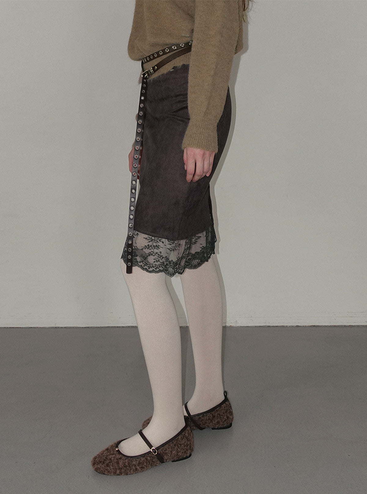 Pia suede lace midi skirt | View 12