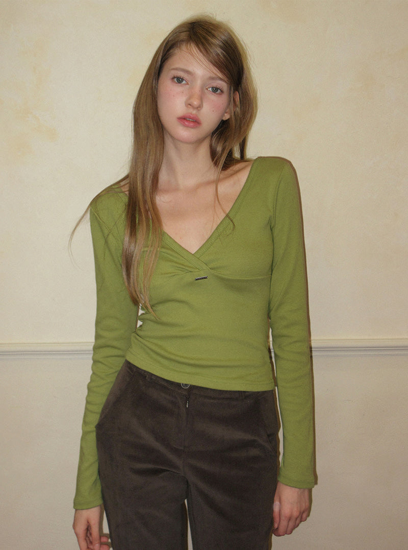 TWEE Relly wrap long sleeve T-shirt | Product styling view 3