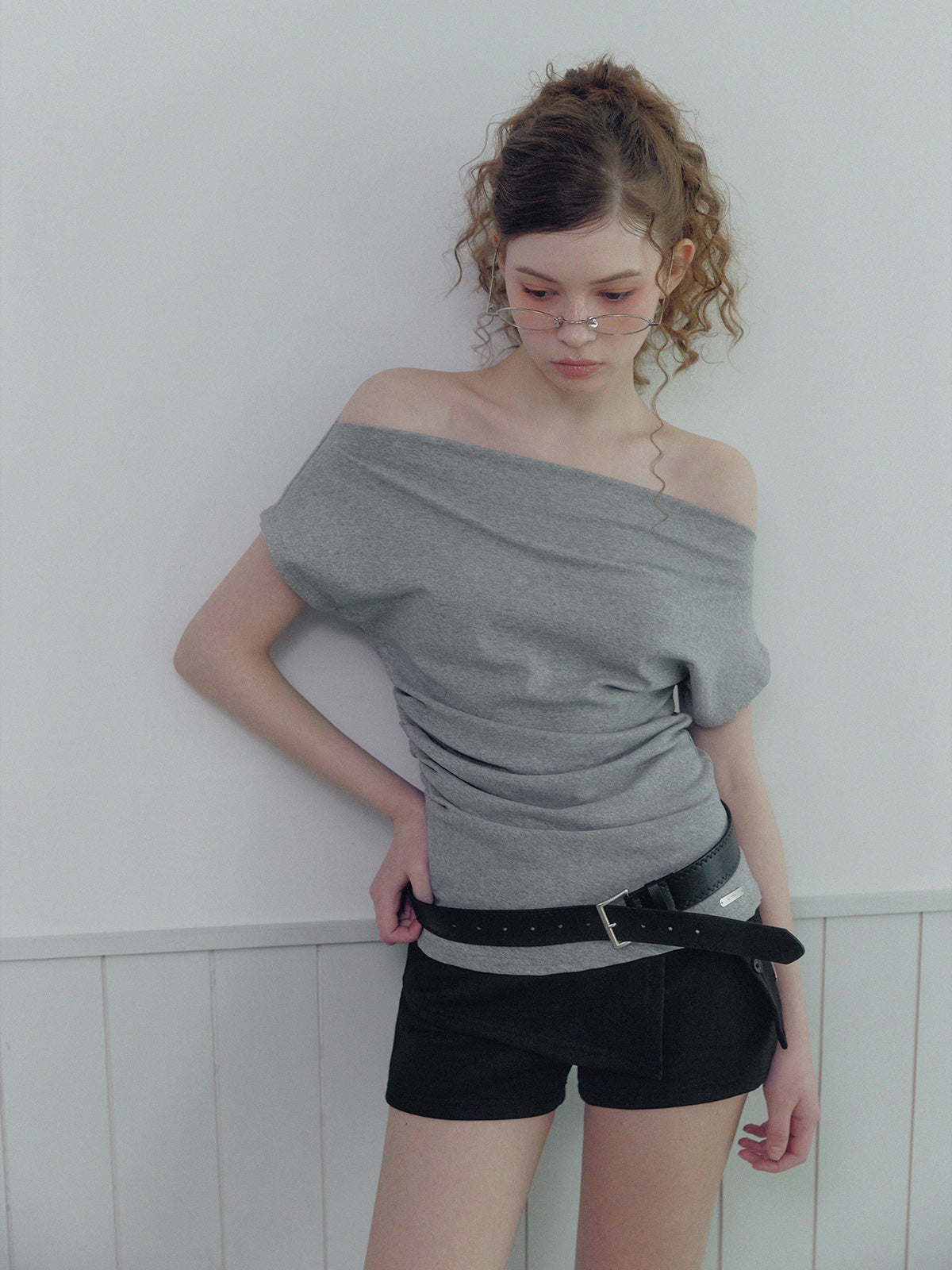 Mua One-Shoulder Shirred Asym T-Shirt (Belt Set)