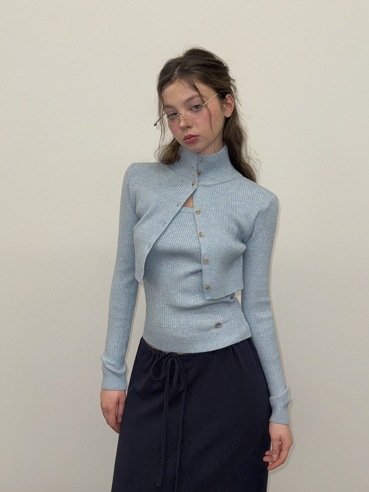 【TWEE】Eiel Lagenkragen Langarm Strickpullover