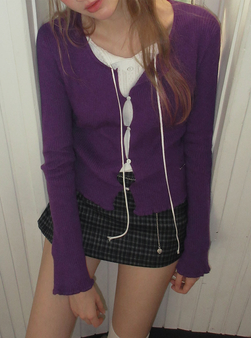 TWEE Hipston button ribbed knit long sleeve cardigan | Product styling view 6