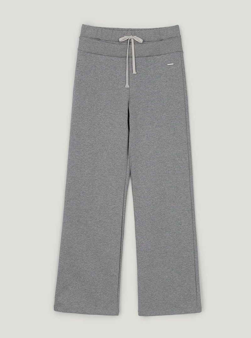 Adin layered double band wide long pants | Gray cutout
